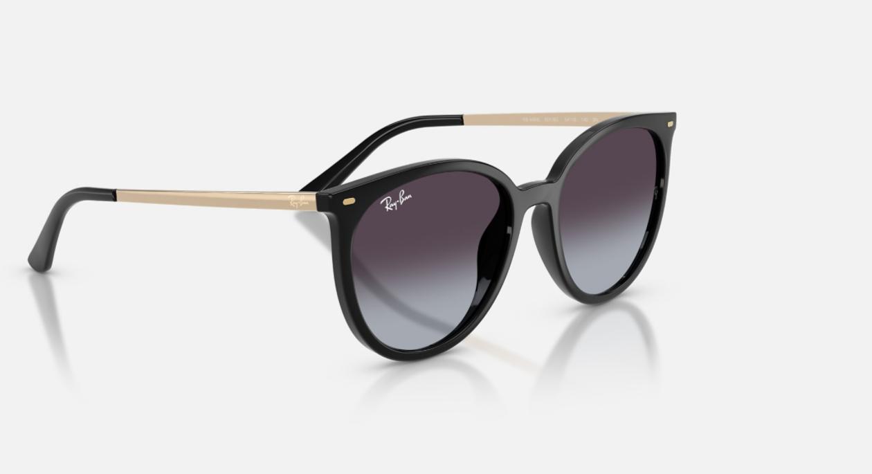 Ray Ban Solar Acetado  Redondo Polido Preto RB4464L 601/8G
