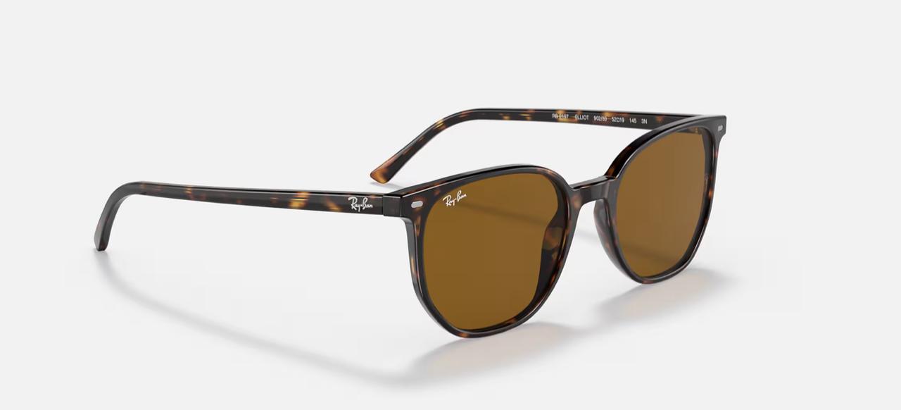 Ray Ban Solar Acetado  Quadrado Polido marrom tartaruga Elliot RB2197 902/33