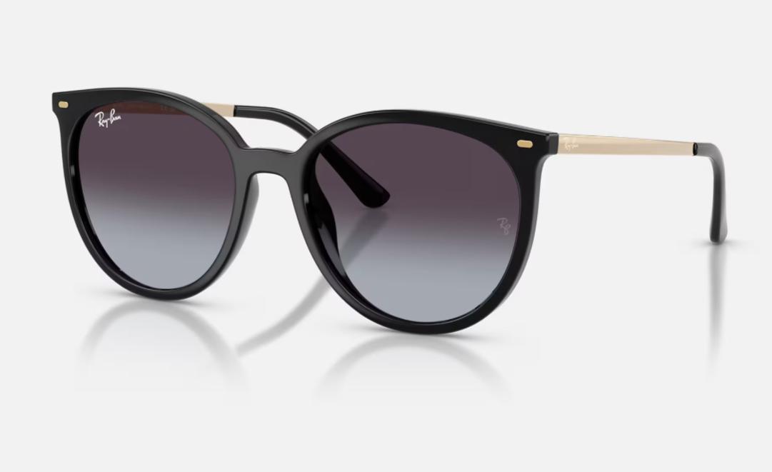Ray Ban Solar Acetado  Redondo Polido Preto RB4464L 601/8G